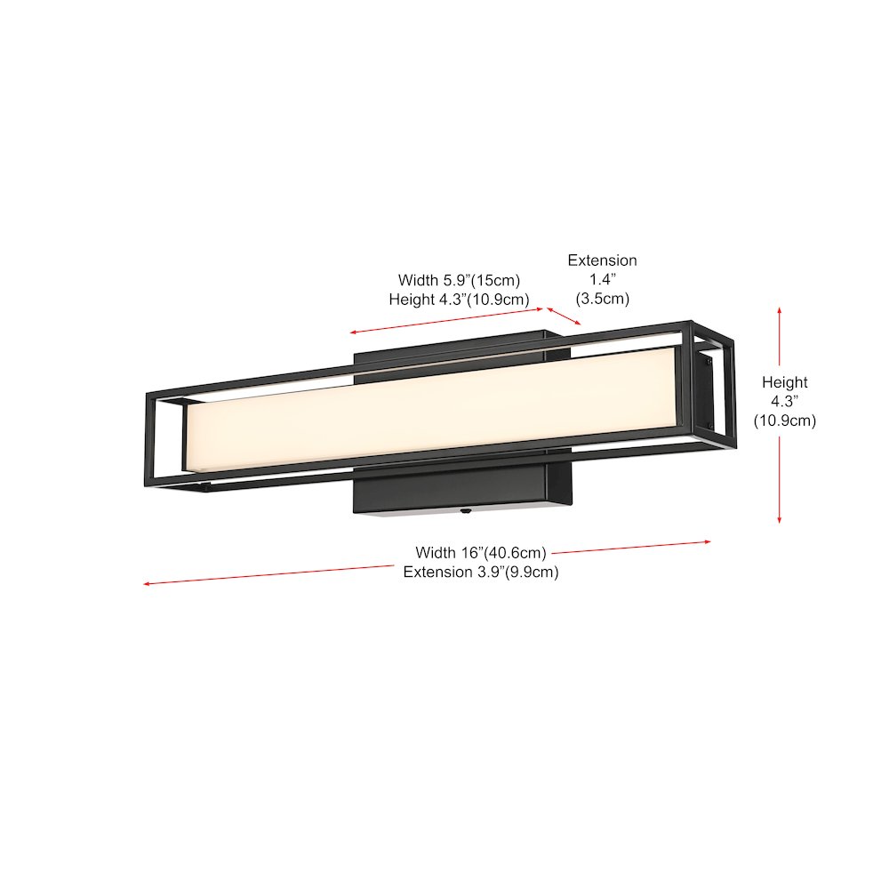 Aden 16 Inch Led Wall Sconce In Black. Picture 9