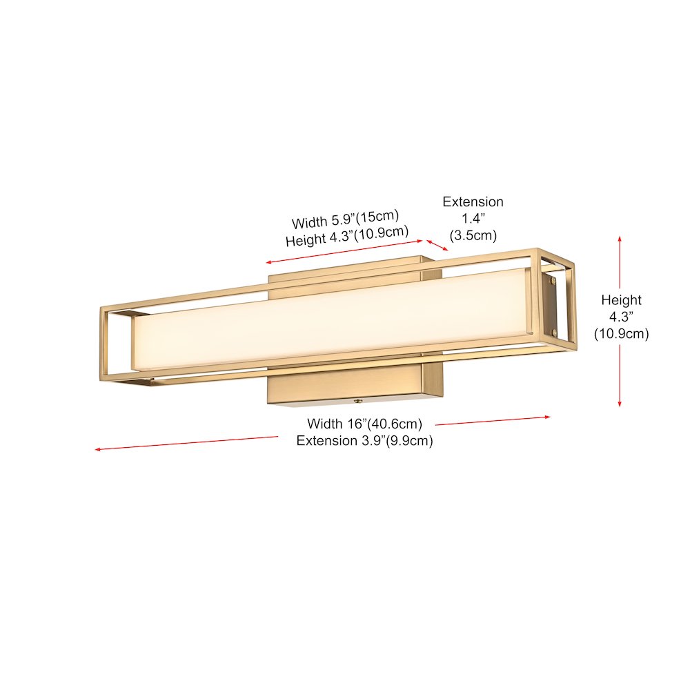 Aden 16 Inch Led Wall Sconce In Satin Gold. Picture 9