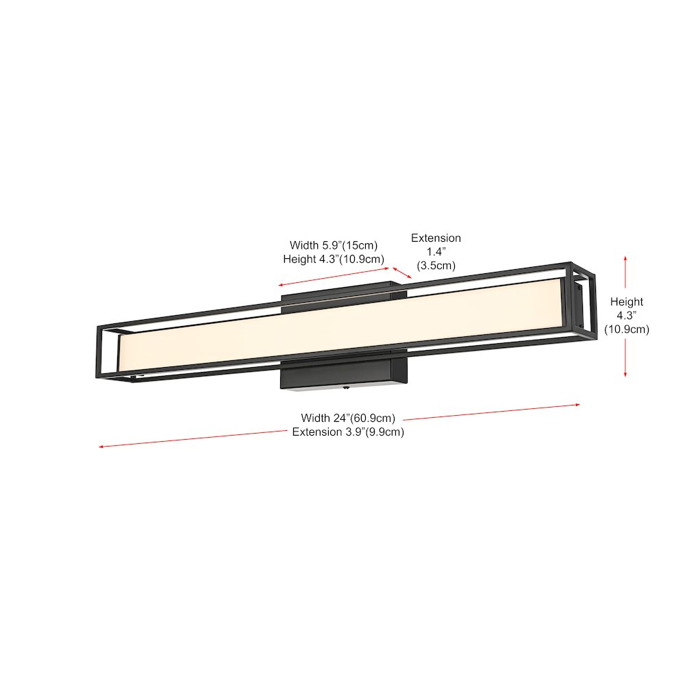 Aden 24 Inch Led Wall Sconce In Black. Picture 9