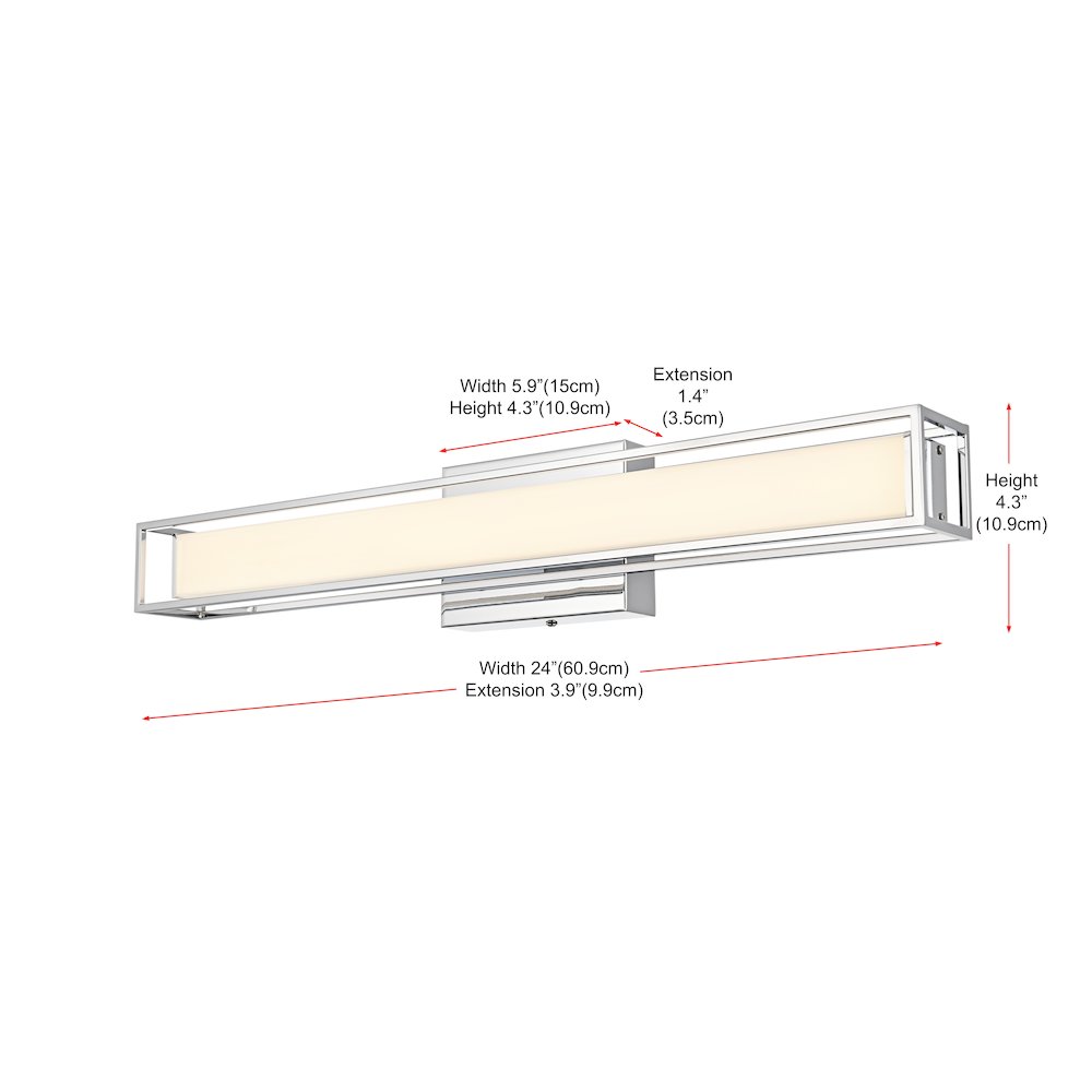 Aden 24 Inch Led Wall Sconce In Chrome. Picture 9
