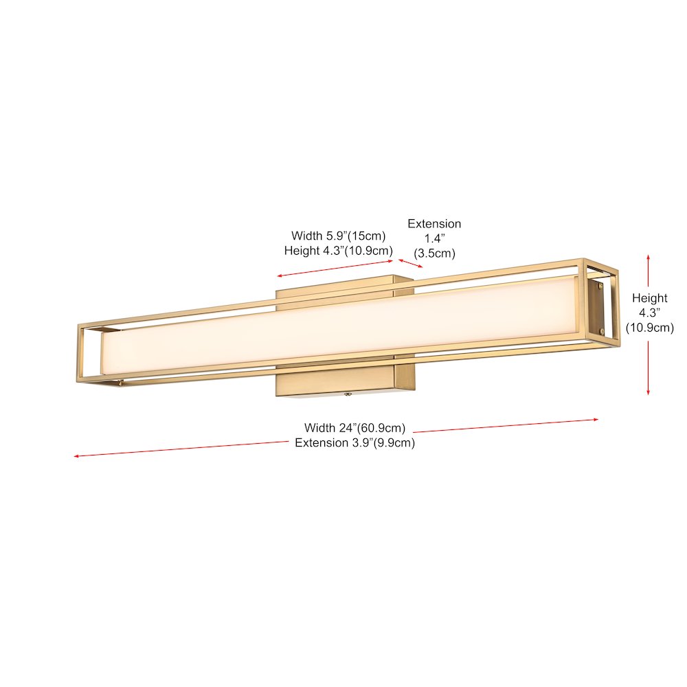 Aden 24 Inch Led Wall Sconce In Satin Gold. Picture 9