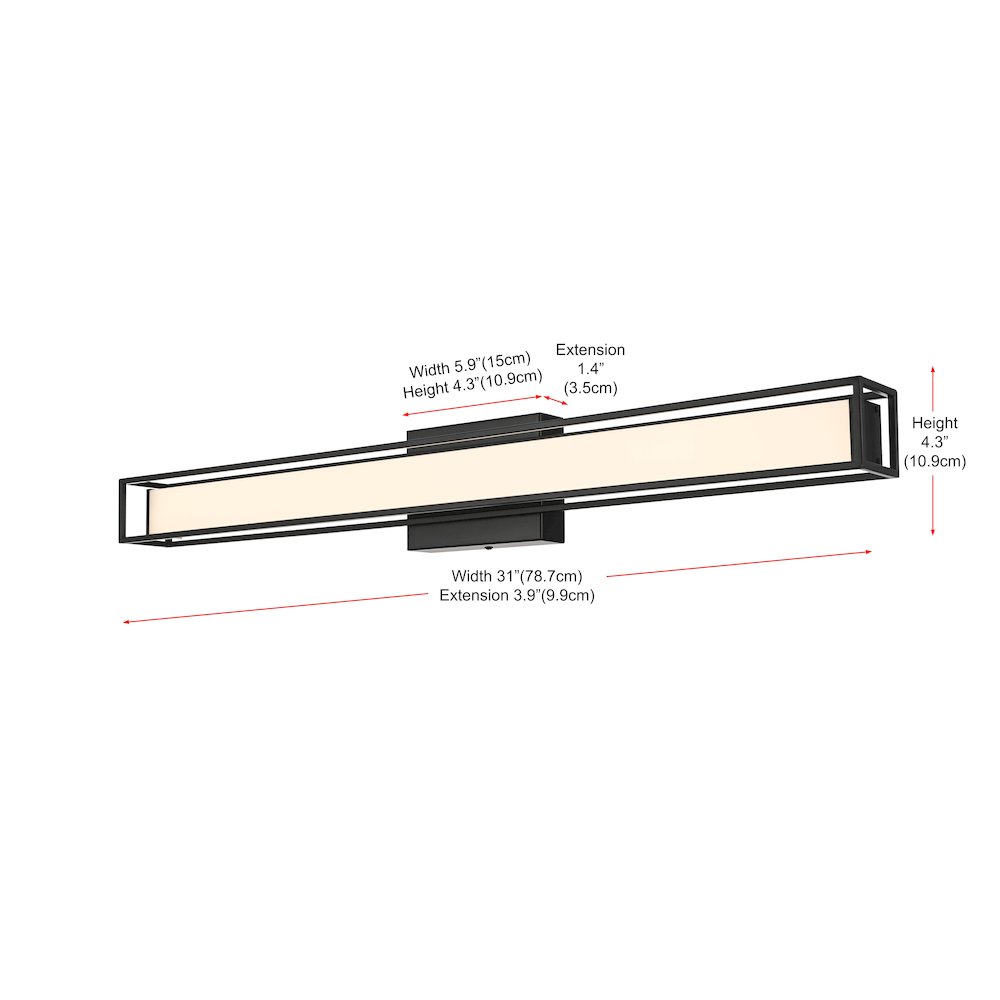 Aden 31 Inch Led Wall Sconce In Black. Picture 9