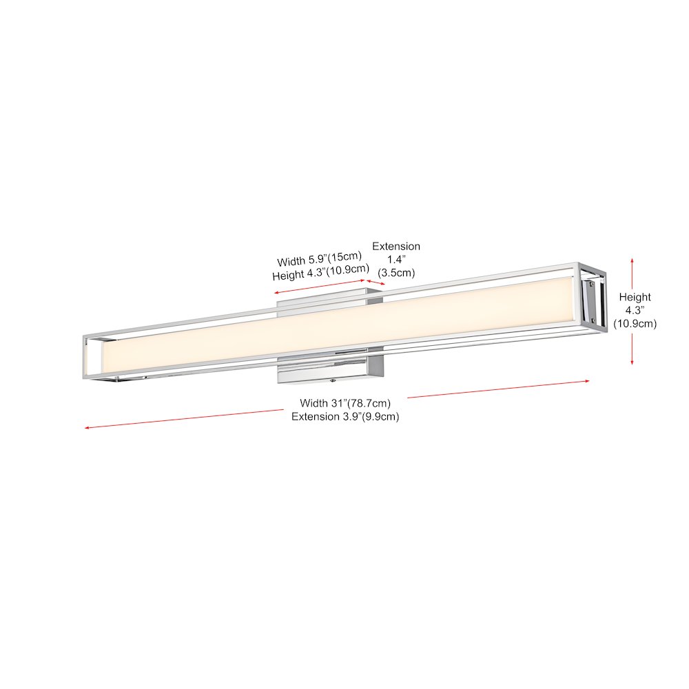 Aden 31 Inch Led Wall Sconce In Chrome. Picture 9