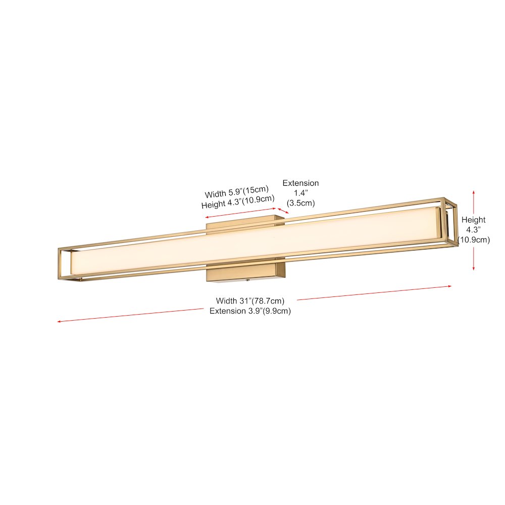 Aden 31 Inch Led Wall Sconce In Satin Gold. Picture 9