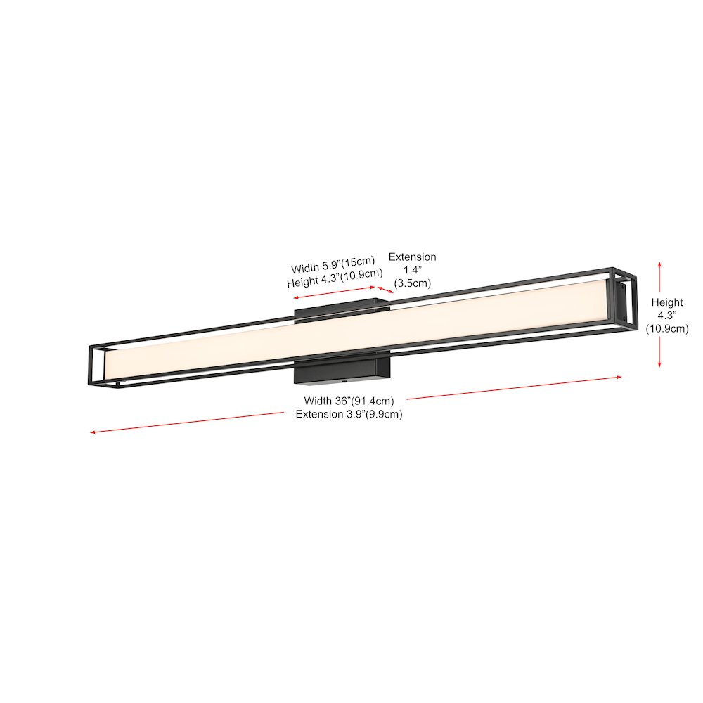 Aden 36 Inch Led Wall Sconce In Black. Picture 9