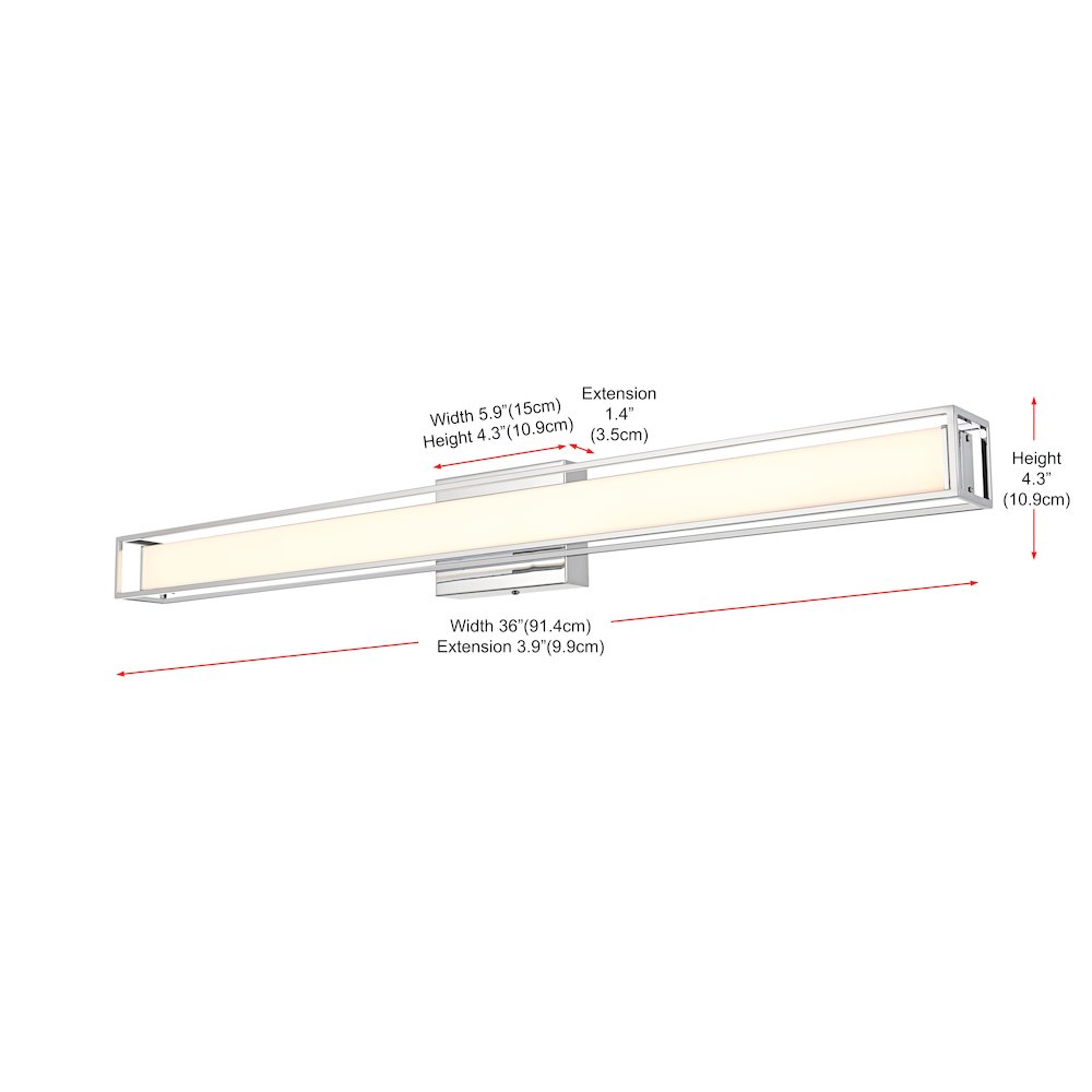 Aden 36 Inch Led Wall Sconce In Chrome. Picture 9