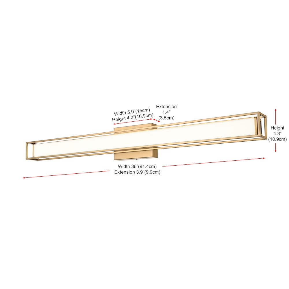 Aden 36 Inch Led Wall Sconce In Satin Gold. Picture 9