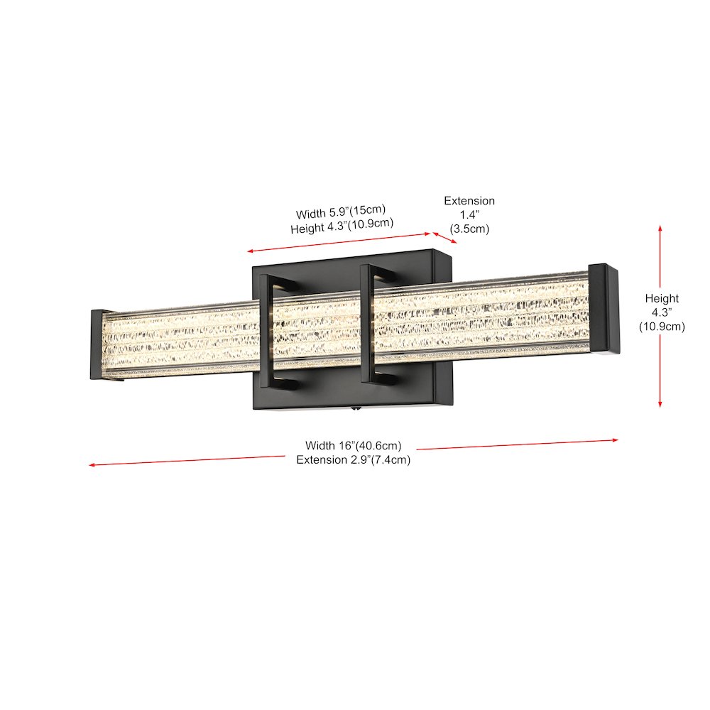 Ivaan 16 Inch Led Wall Sconce In Black. Picture 9