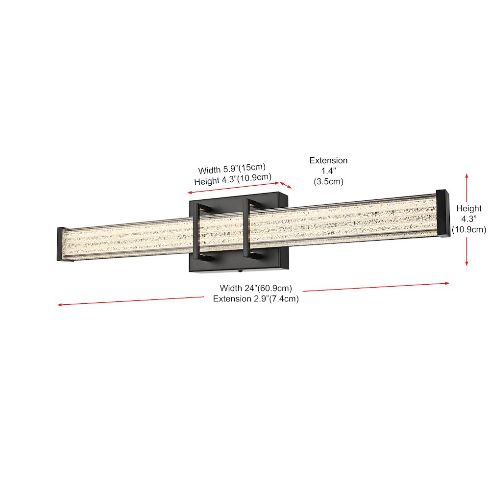 Ivaan 24 Inch Led Wall Sconce In Black. Picture 9
