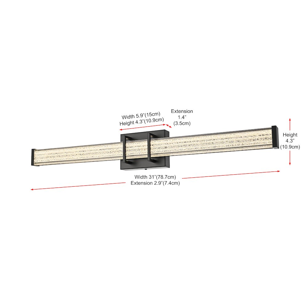 Ivaan 31 Inch Led Wall Sconce In Black. Picture 9
