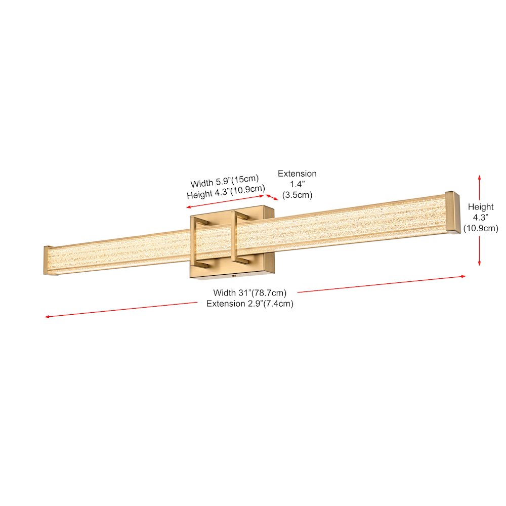 Ivaan 31 Inch Led Wall Sconce In Satin Gold. Picture 9