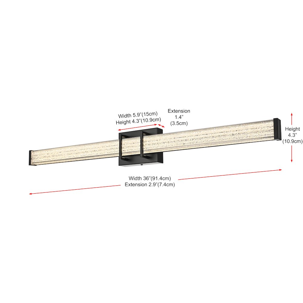 Ivaan 36 Inch Led Wall Sconce In Black. Picture 9