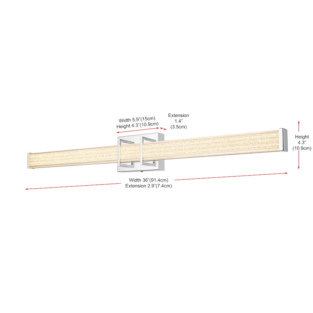 Ivaan 36 Inch Led Wall Sconce In Chrome. Picture 9