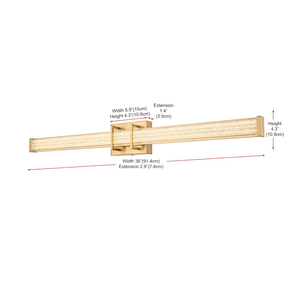 Ivaan 36 Inch Led Wall Sconce In Satin Gold. Picture 9