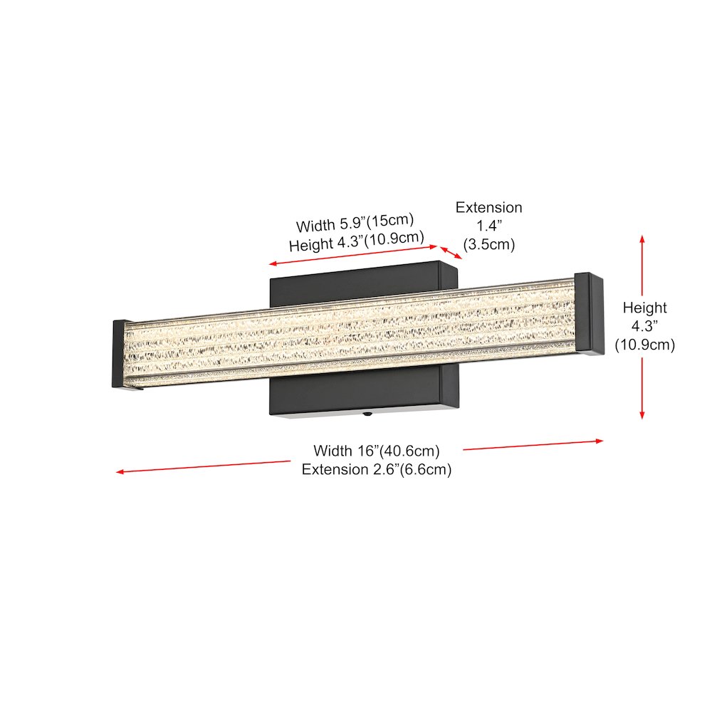 Jaxx 16 Inch Led Wall Sconce In Black. Picture 9