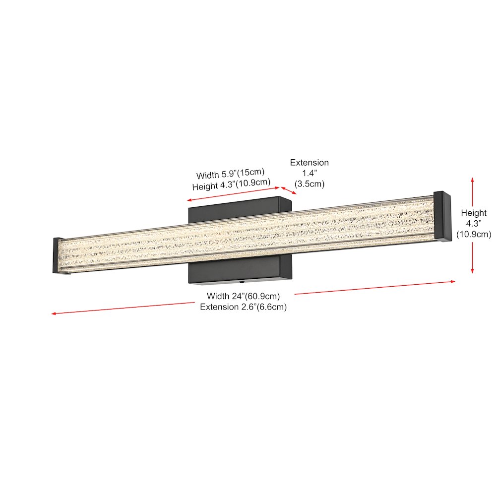 Jaxx 24 Inch Led Wall Sconce In Black. Picture 9