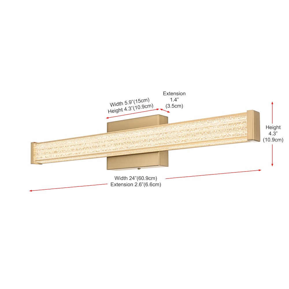 Jaxx 24 Inch Led Wall Sconce In Satin Gold. Picture 9