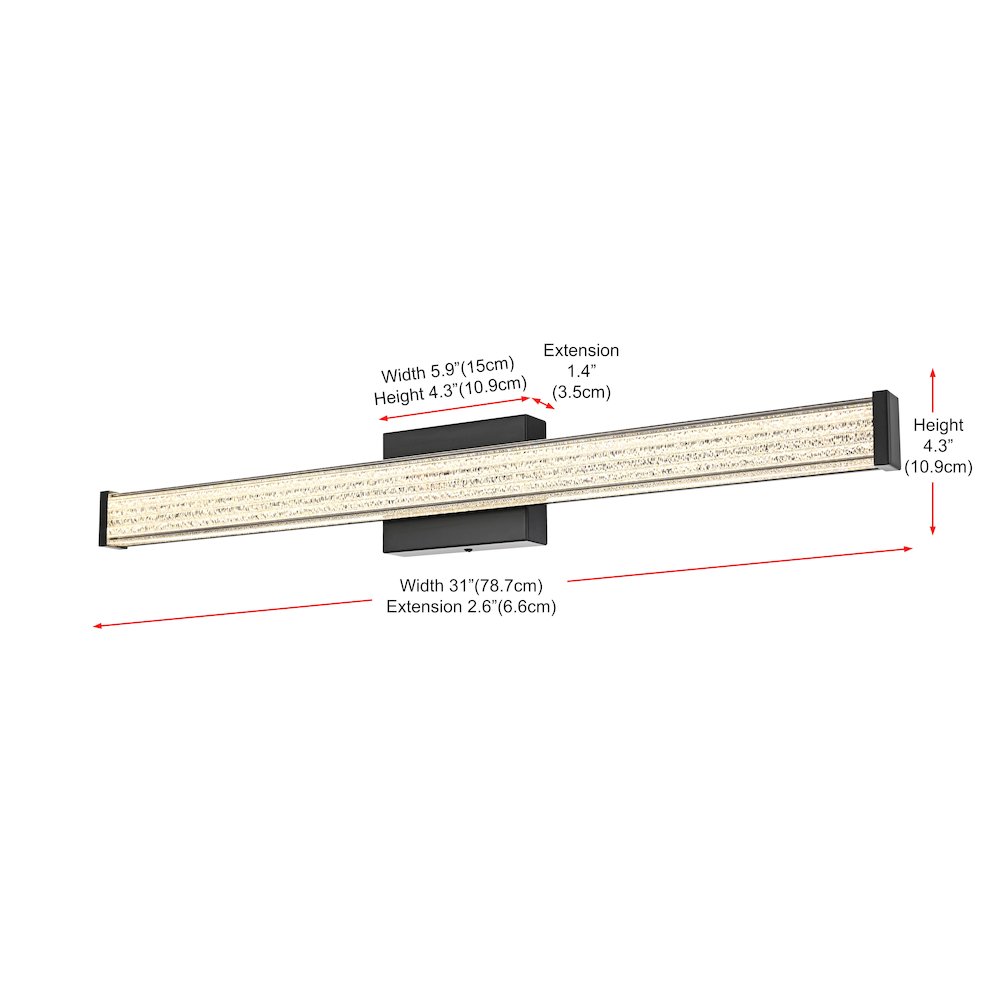 Jaxx 31 Inch Led Wall Sconce In Black. Picture 9