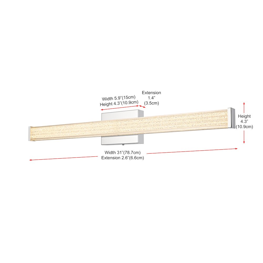 Jaxx 31 Inch Led Wall Sconce In Chrome. Picture 9