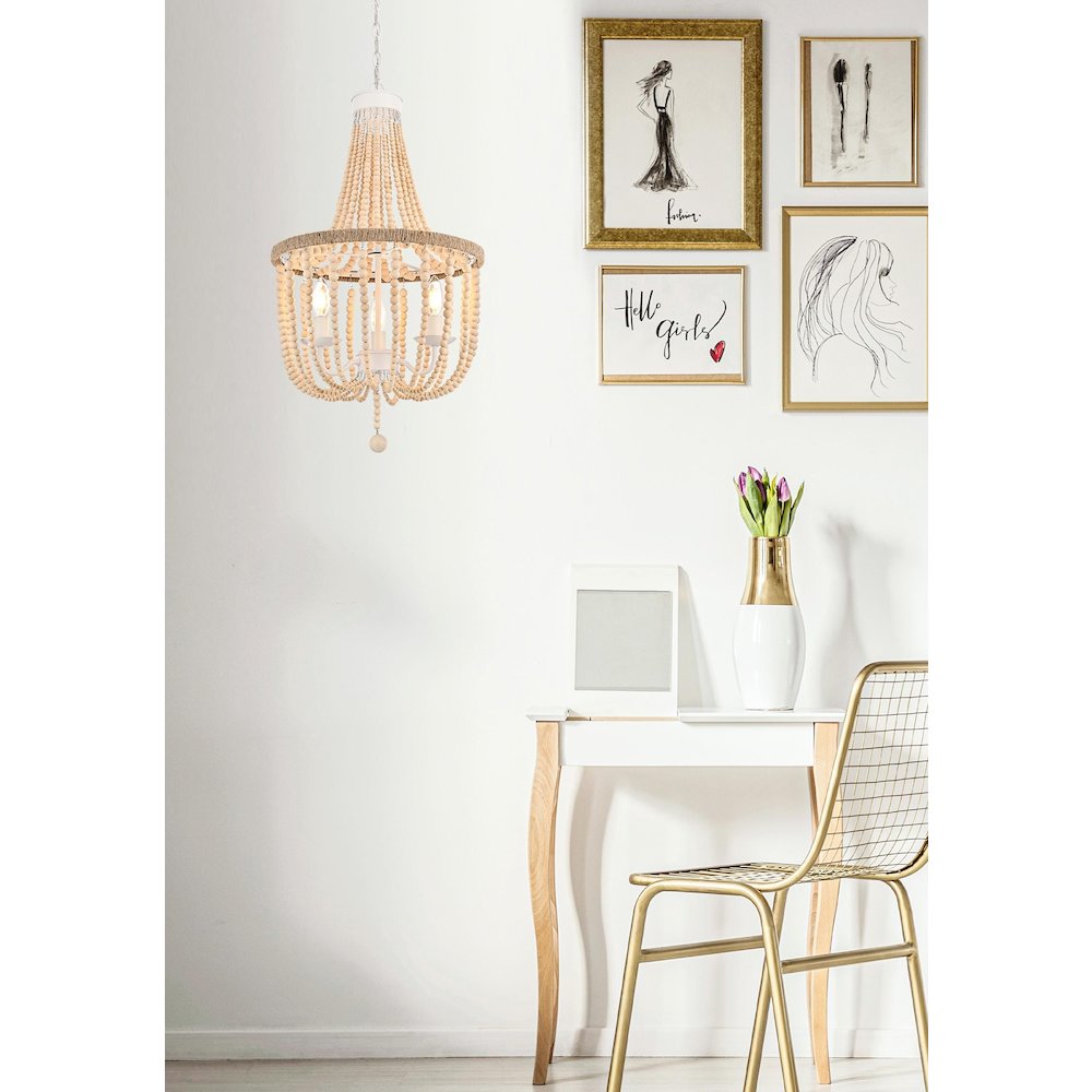 Jolie 16 Inch Beaded Pendant In Beige. Picture 2