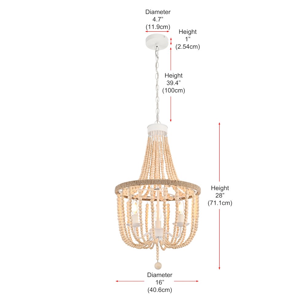 Jolie 16 Inch Beaded Pendant In Beige. Picture 8