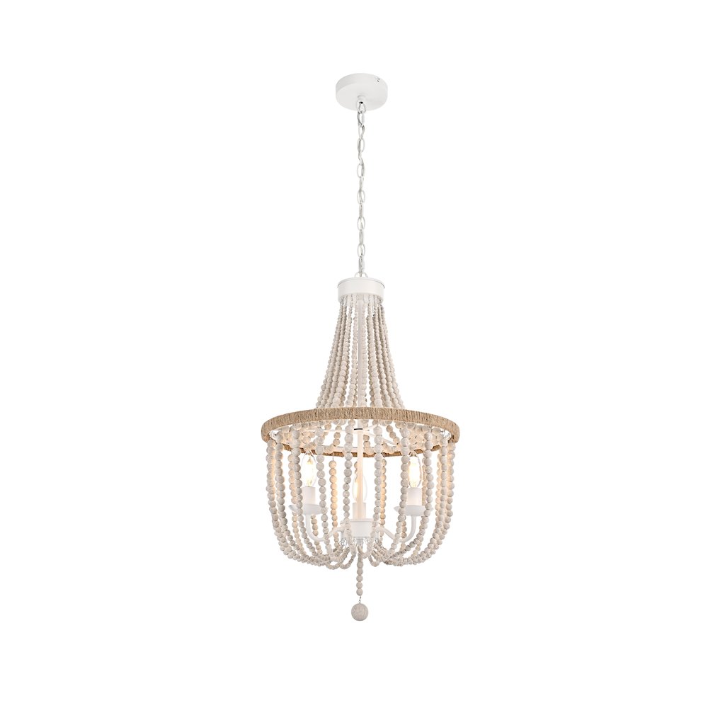 Jolie 16 Inch Beaded Pendant In Antique White. Picture 1