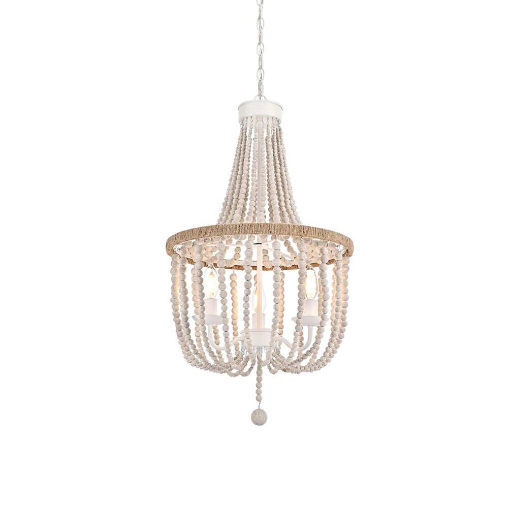 Jolie 16 Inch Beaded Pendant In Antique White. Picture 3