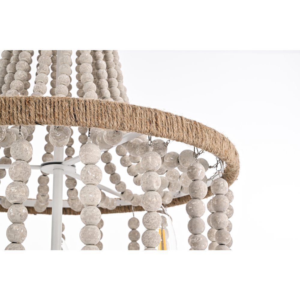 Jolie 16 Inch Beaded Pendant In Antique White. Picture 6