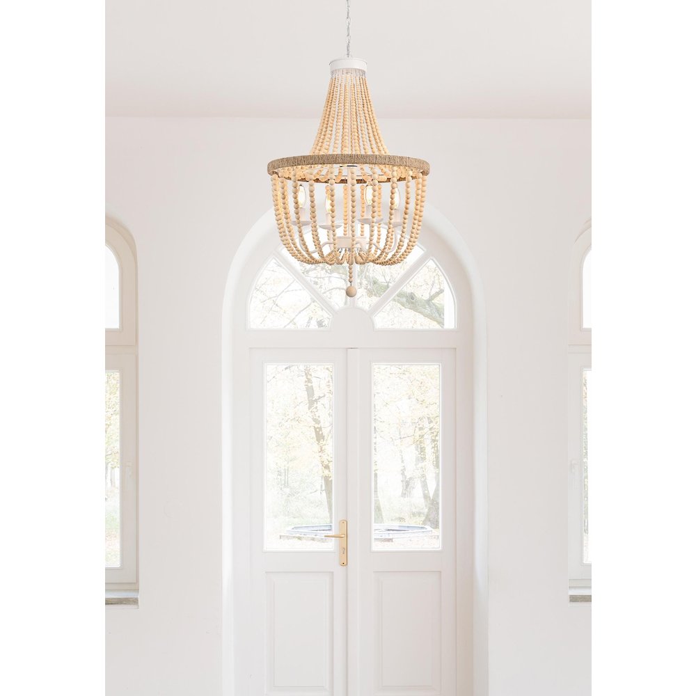 Jolie 20 Inch Beaded Pendant In Beige. Picture 2