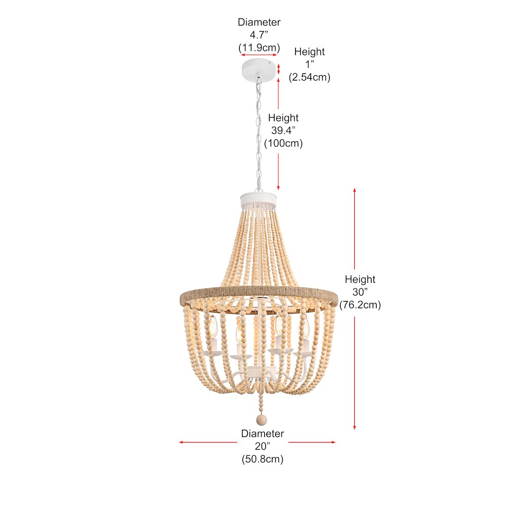 Jolie 20 Inch Beaded Pendant In Beige. Picture 8