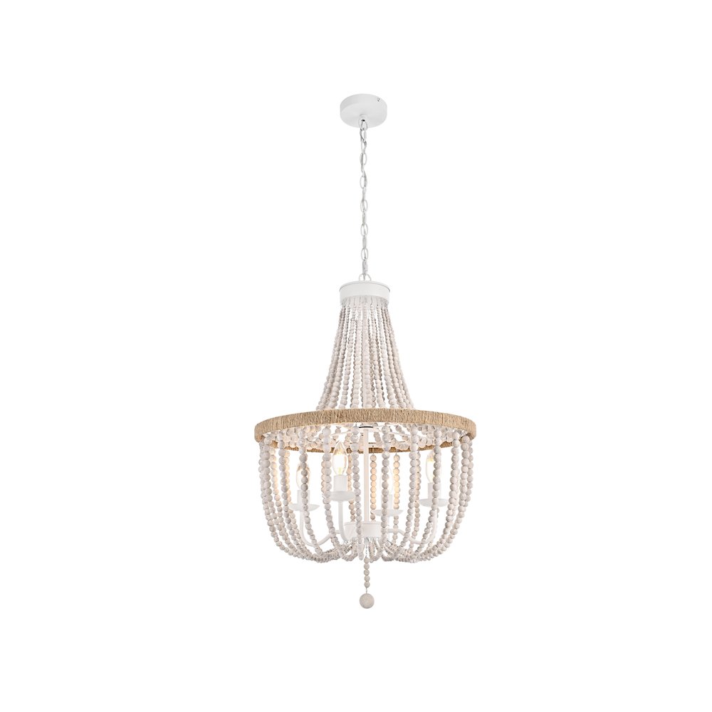 Jolie 20 Inch Beaded Pendant In Antique White. Picture 1