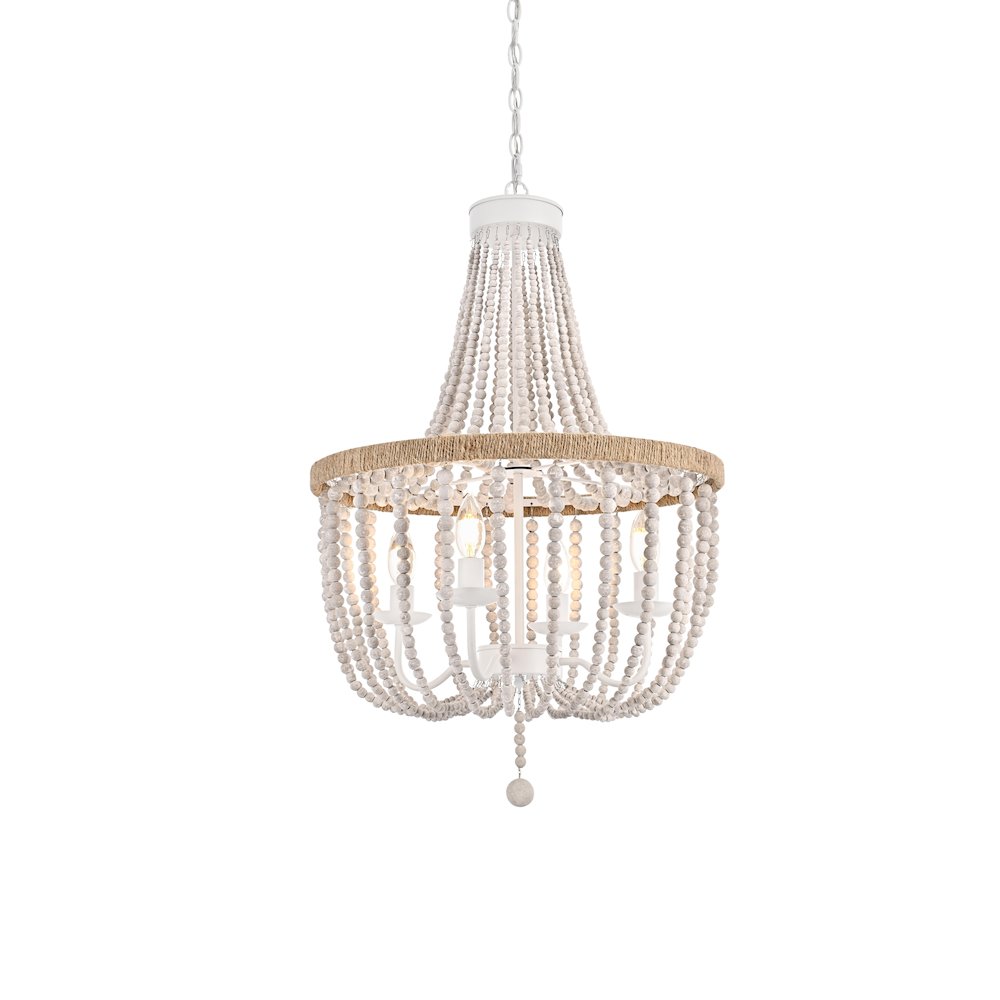 Jolie 20 Inch Beaded Pendant In Antique White. Picture 3