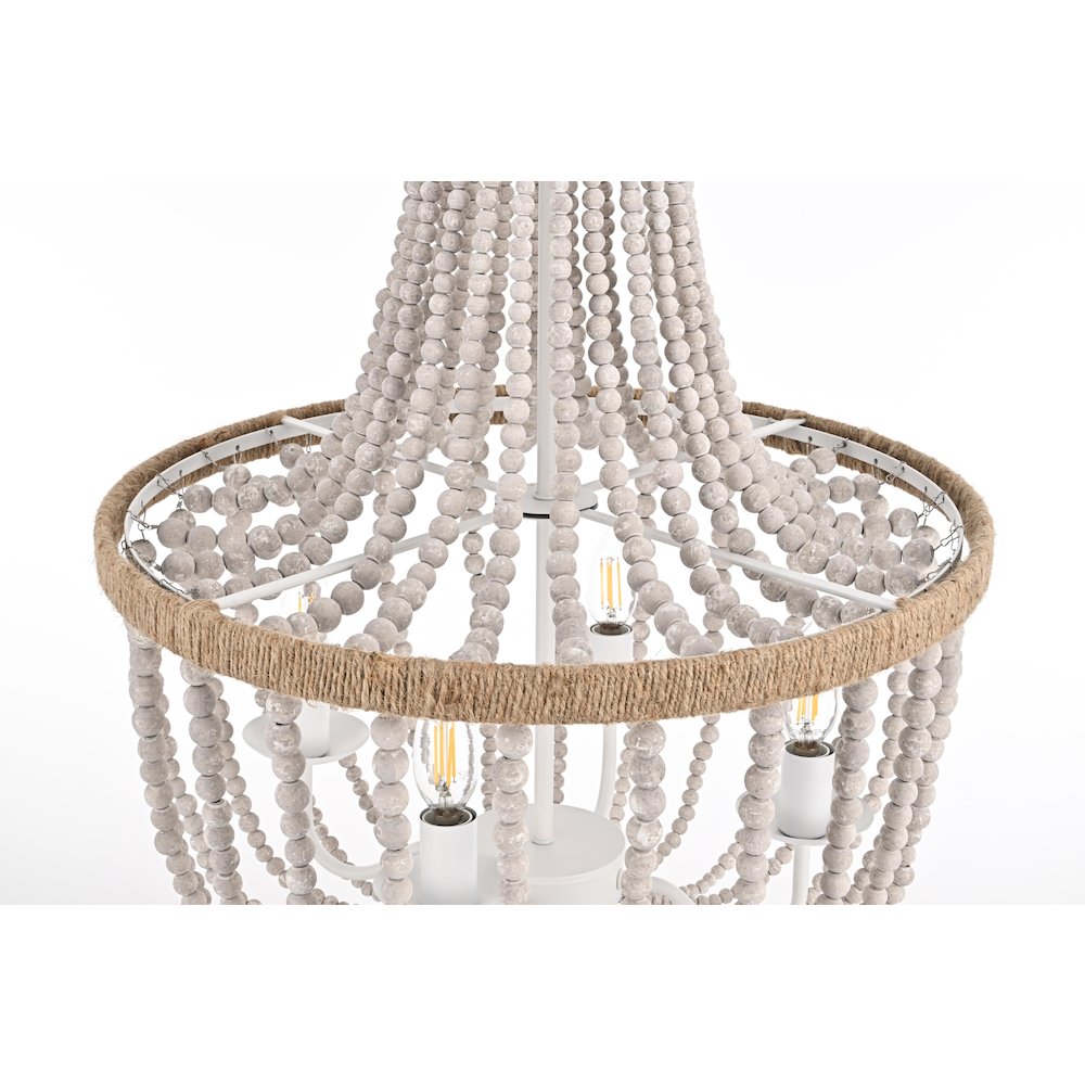 Jolie 20 Inch Beaded Pendant In Antique White. Picture 5