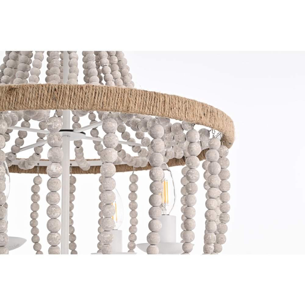 Jolie 20 Inch Beaded Pendant In Antique White. Picture 6
