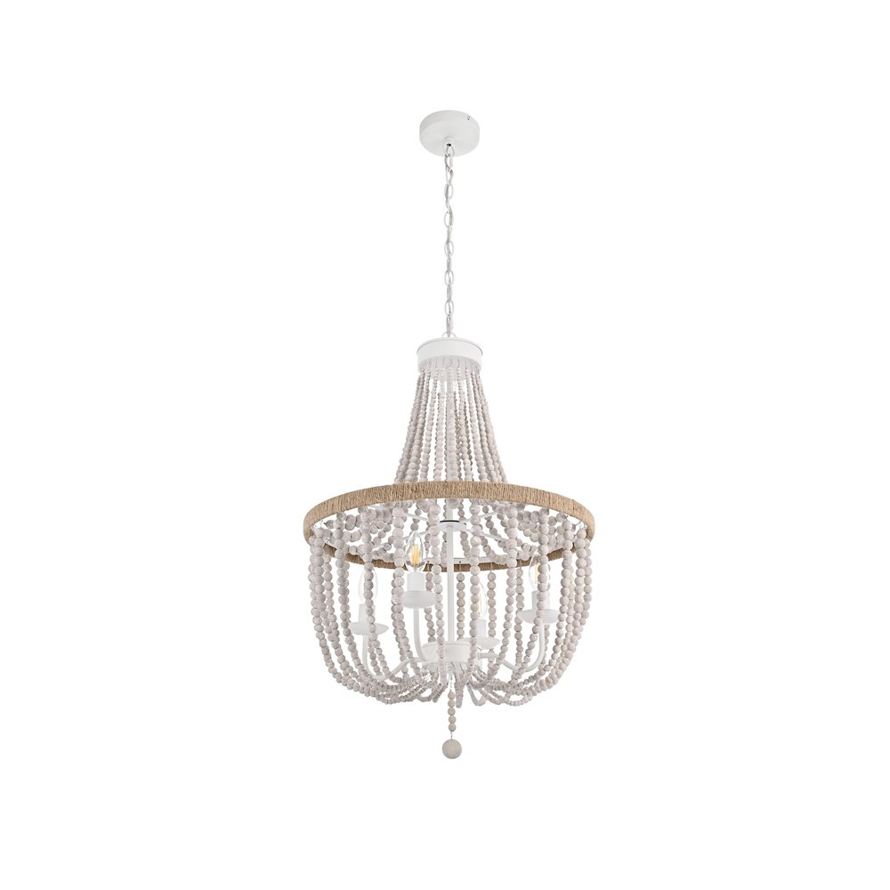 Jolie 20 Inch Beaded Pendant In Antique White. Picture 7