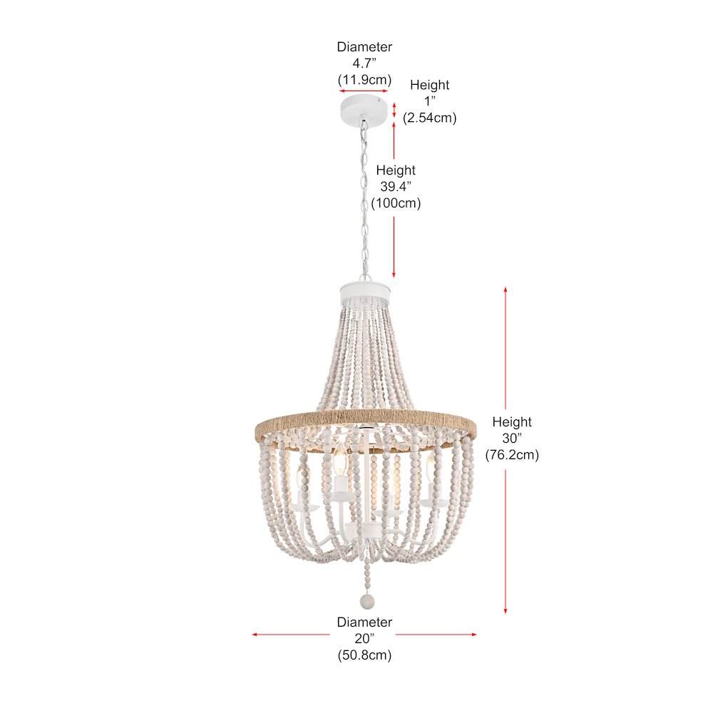 Jolie 20 Inch Beaded Pendant In Antique White. Picture 8