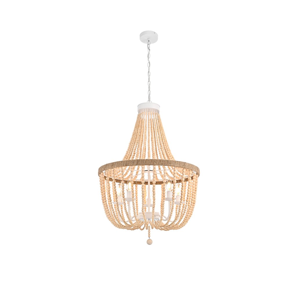 Jolie 24 Inch Beaded Pendant In Beige. Picture 1