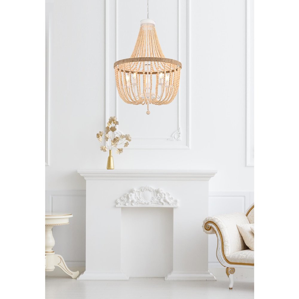 Jolie 24 Inch Beaded Pendant In Beige. Picture 2