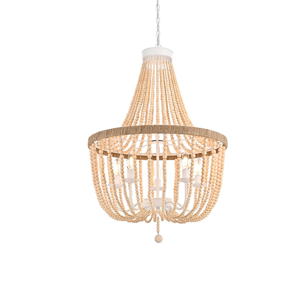 Jolie 24 Inch Beaded Pendant In Beige. Picture 3