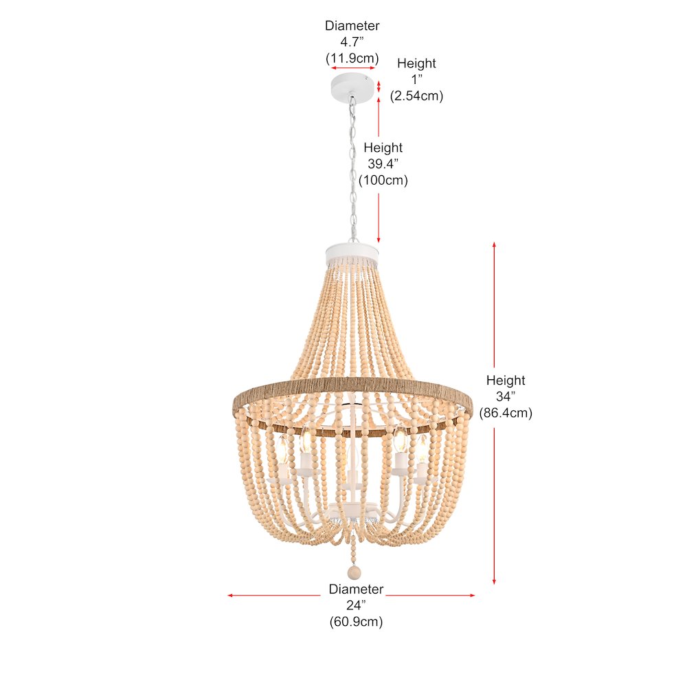 Jolie 24 Inch Beaded Pendant In Beige. Picture 8