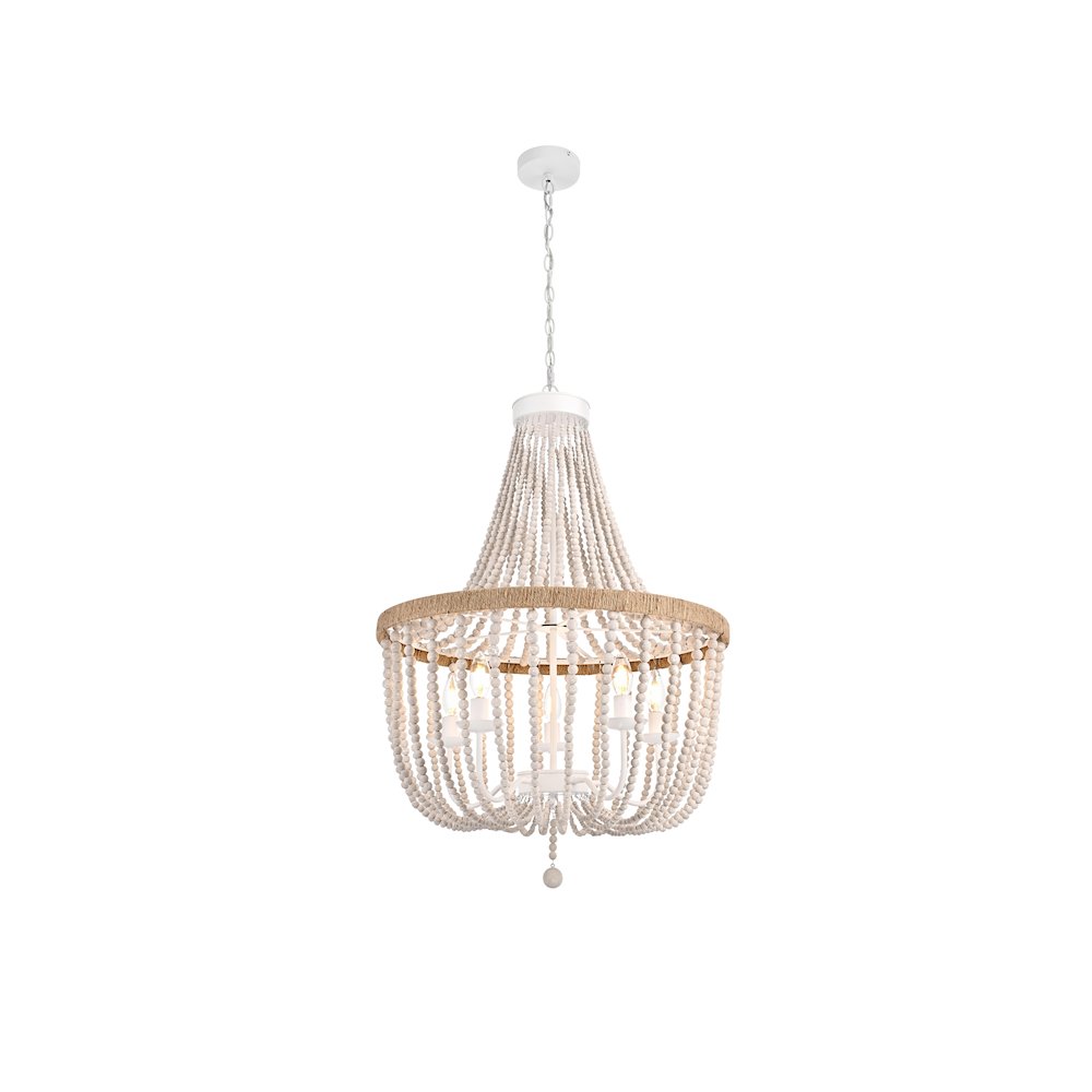 Jolie 24 Inch Beaded Pendant In Antique White. Picture 1