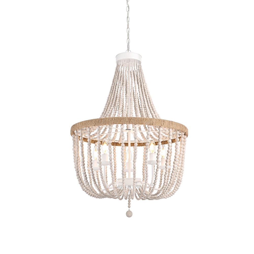 Jolie 24 Inch Beaded Pendant In Antique White. Picture 3