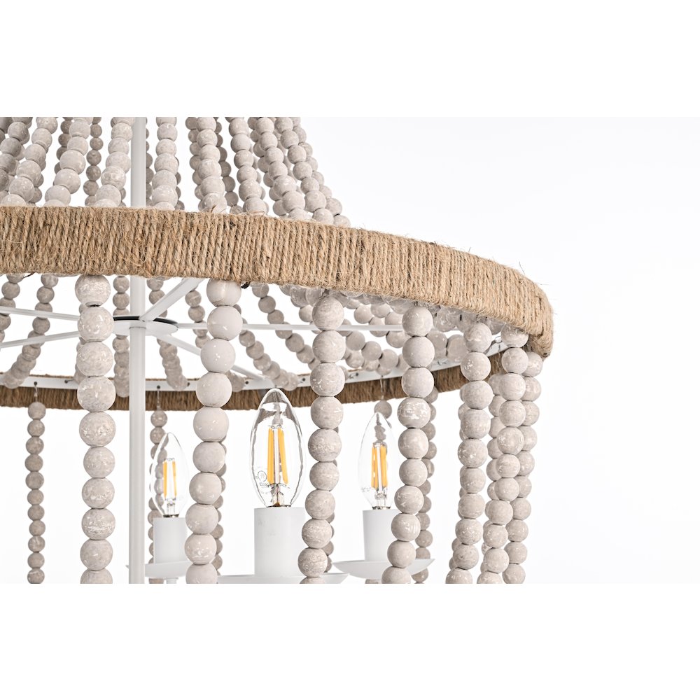 Jolie 24 Inch Beaded Pendant In Antique White. Picture 5