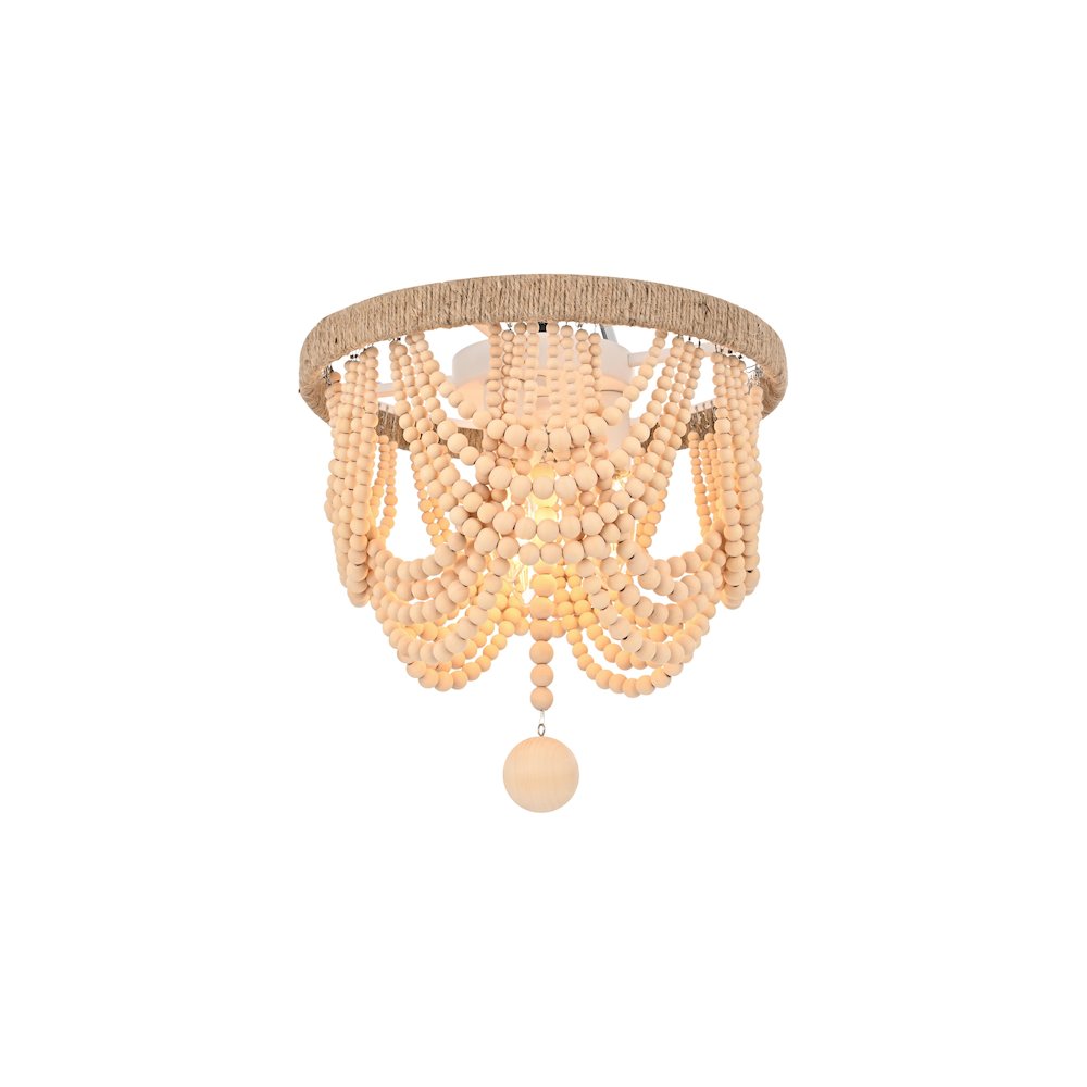 Jolie 12 Inch Beaded Flush Mount In Beige. Picture 1