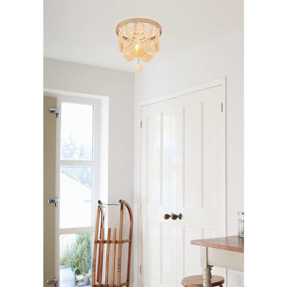 Jolie 12 Inch Beaded Flush Mount In Beige. Picture 2