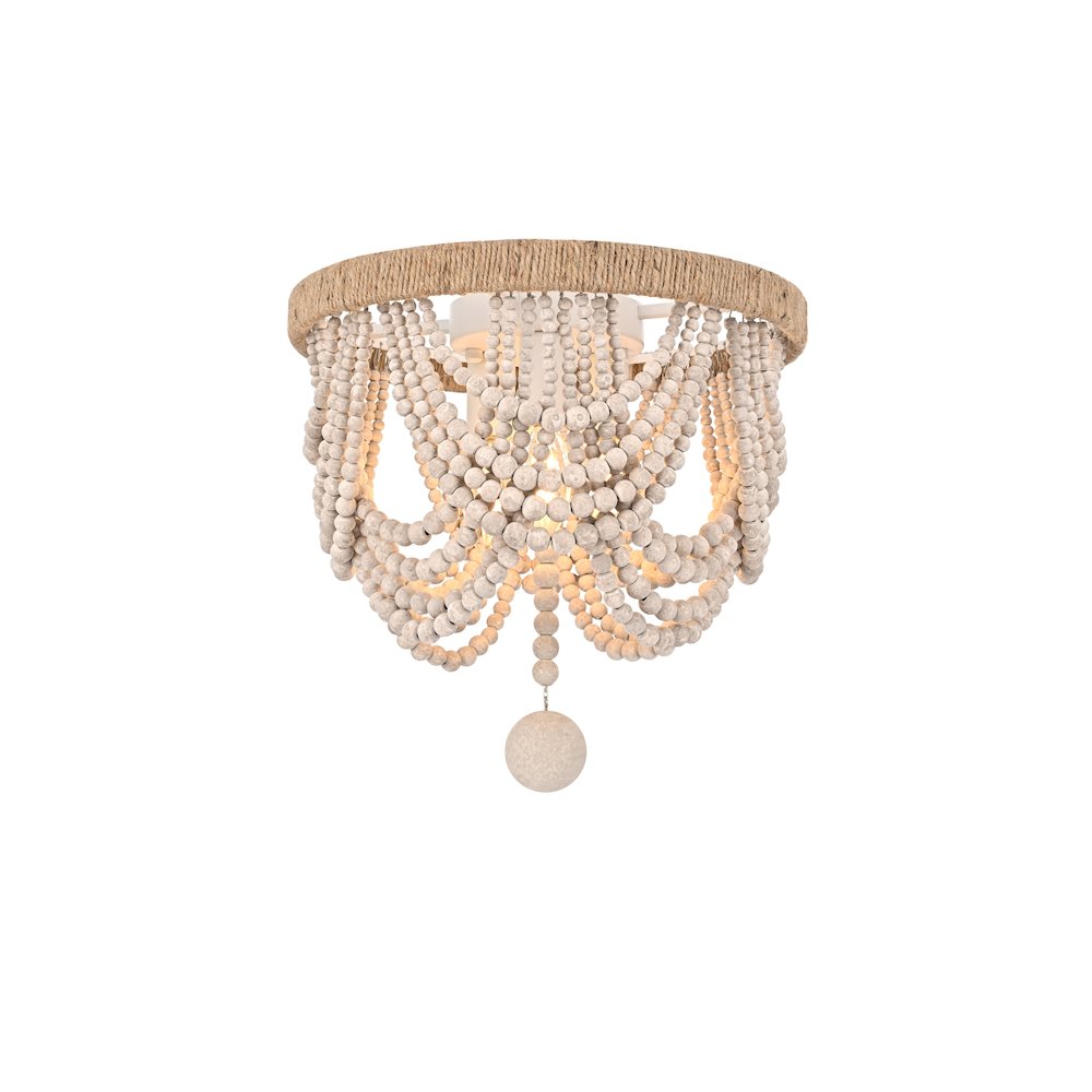 Jolie 12 Inch Beaded Flush Mount In Antique White. Picture 1