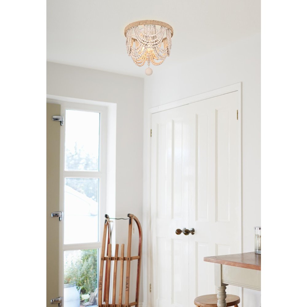 Jolie 12 Inch Beaded Flush Mount In Antique White. Picture 2