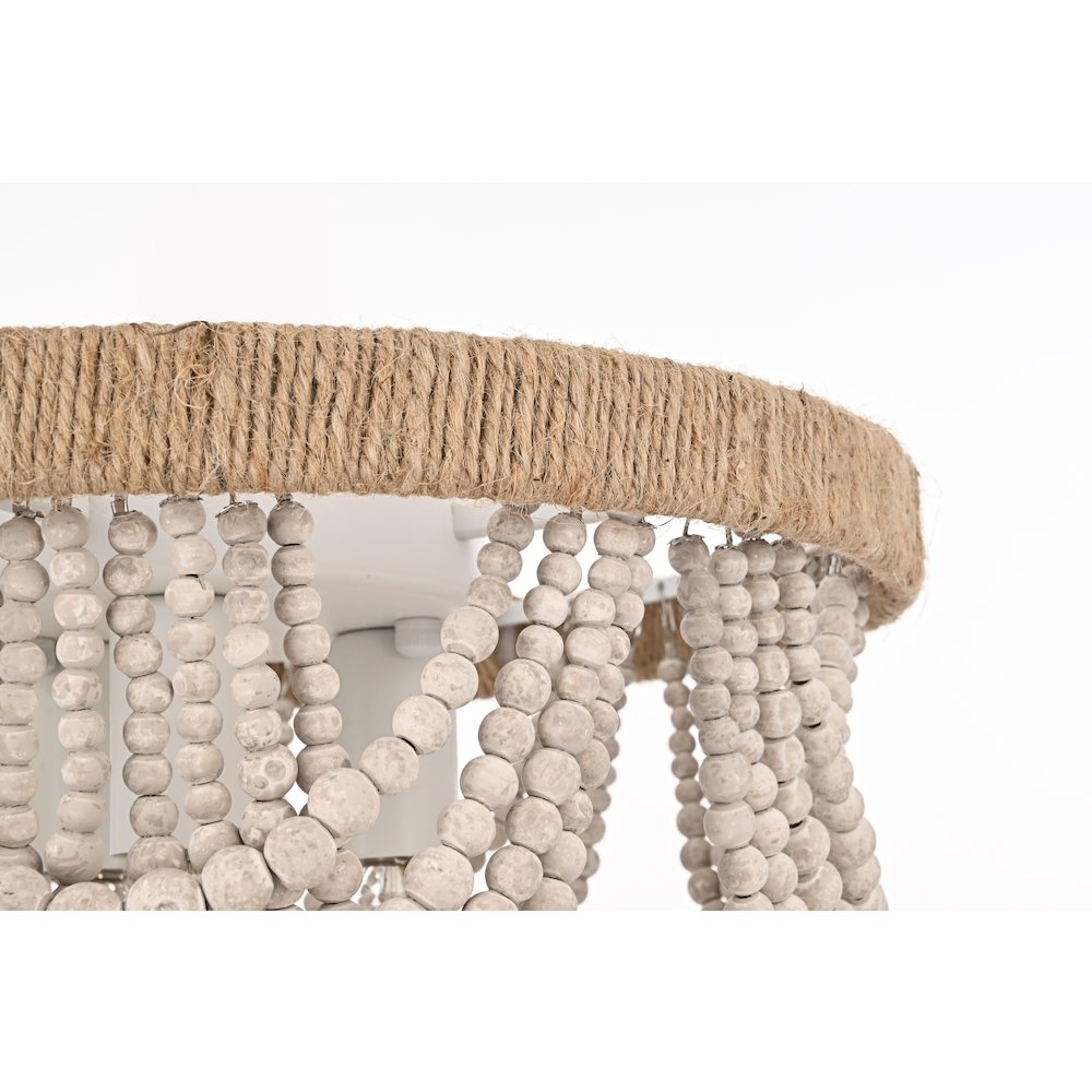 Jolie 12 Inch Beaded Flush Mount In Antique White. Picture 5