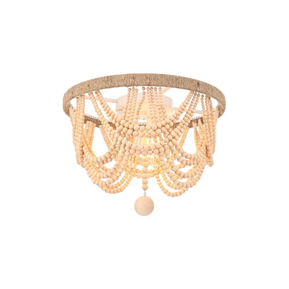 Jolie 16 Inch Beaded Flush Mount In Beige. Picture 1
