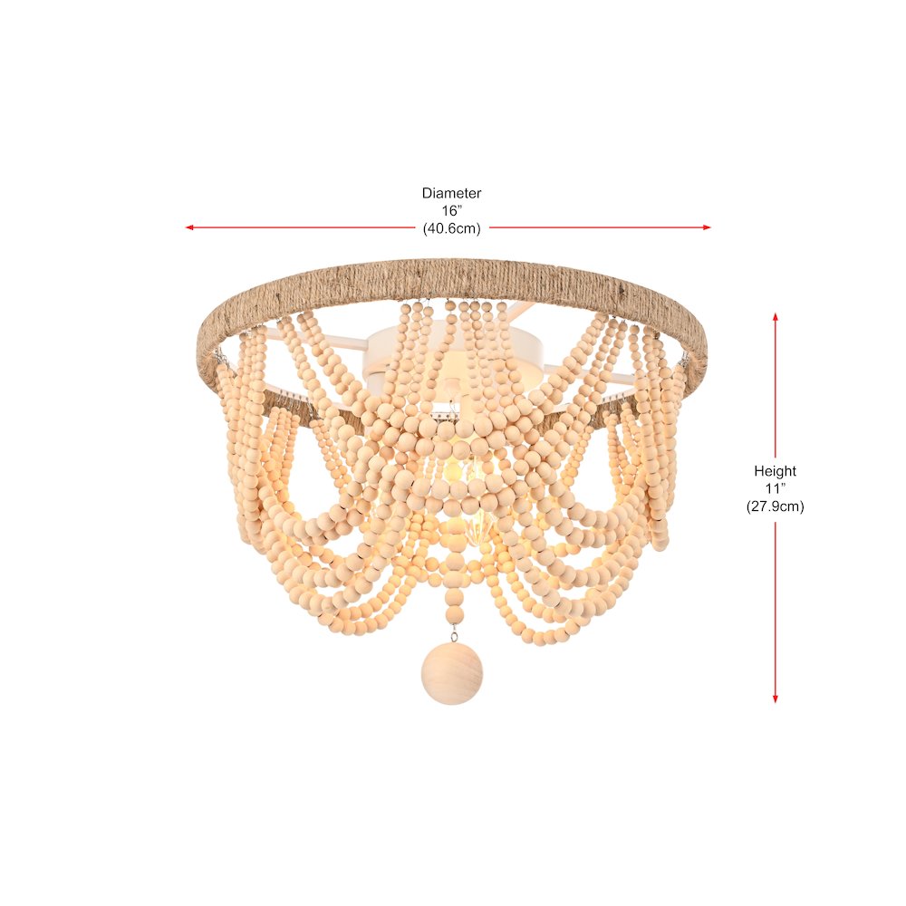 Jolie 16 Inch Beaded Flush Mount In Beige. Picture 8